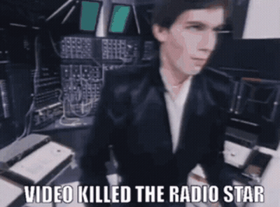 Man Playing Keyboard With Video Killed The Radio Star GIF