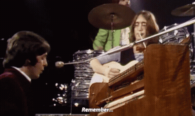 Man Playing Piano Says Remember With Drum Set GIF