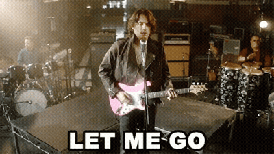 Man Playing Pink Guitar Saying Let Me Go GIF