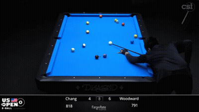 Man Playing Pool On Blue Diamond Table GIF