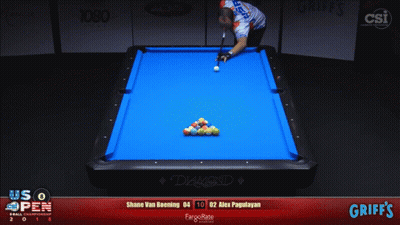 Man Playing Pool On Blue Pool Table GIF