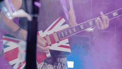 Man Playing Red White And Blue British Flag Guitar GIF