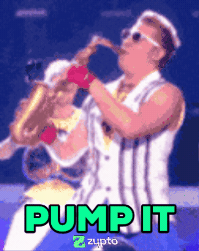 Man Playing Saxophone Saying Pump It GIF