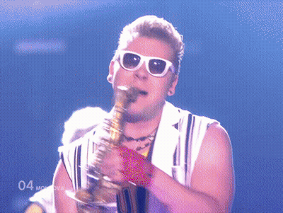 Man Playing Saxophone With Number 04 GIF