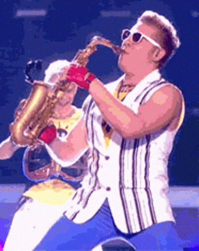 Man Playing Saxophone With Red Gloves GIF