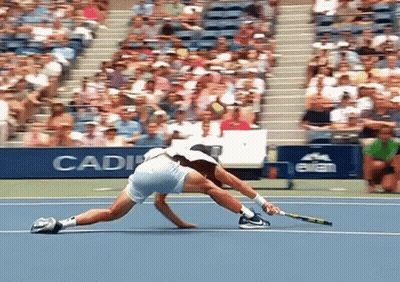 Man Playing Tennis On Blue Court Saying CADI GIF