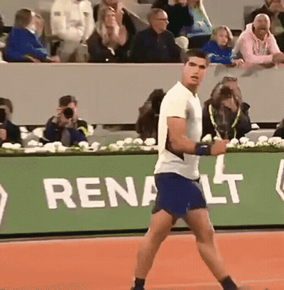 Man Playing Tennis On Court With Renault Sign GIF