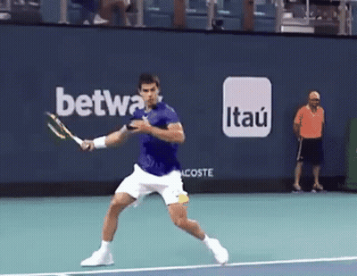 Man Playing Tennis With Betwa And Itau Advertisement GIF