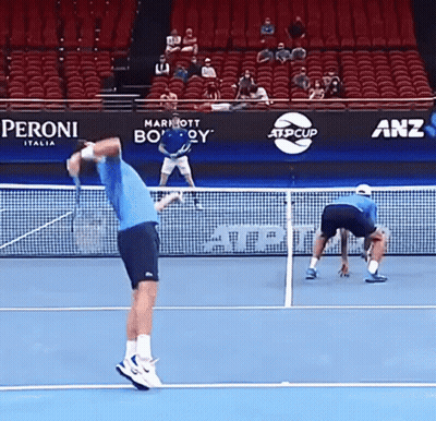 Man Playing Tennis With Peroni Ad GIF