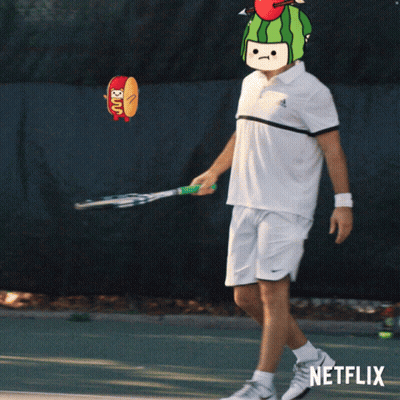 Man Playing Tennis With Watermelon Hat GIF