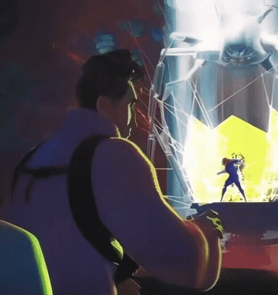 Man Playing Video Game Looking At Screen GIF