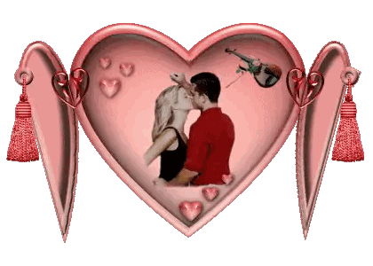 Man Playing Violin And Woman Kissing Inside Heart Sticker