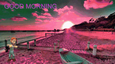Man Playing Violin On Beach Saying Good Morning GIF