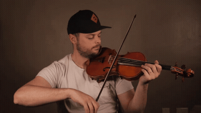 Man Playing Violin With Black Hat Letter G GIF