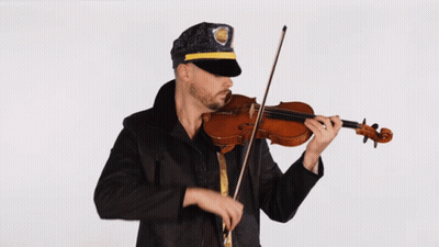 Man Playing Violin With Police Hat GIF