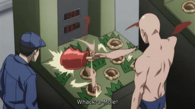 Man Playing Whack-A-Mole With Onlooker GIF