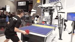 Man Plays Table Tennis With Machine GIF
