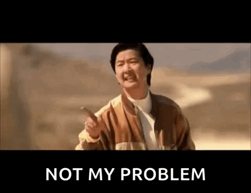 Man Pointing At Camera Saying Not My Problem GIF