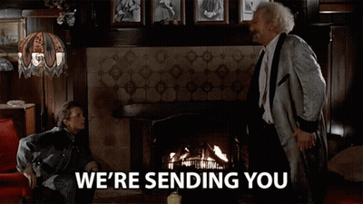 Man Pointing At Camera With Back To The Future GIF