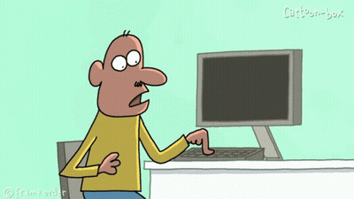 Man Pointing At Computer Screen Cartoon Box GIF