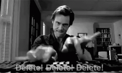 Man Pointing At Keyboard Delete Words GIF