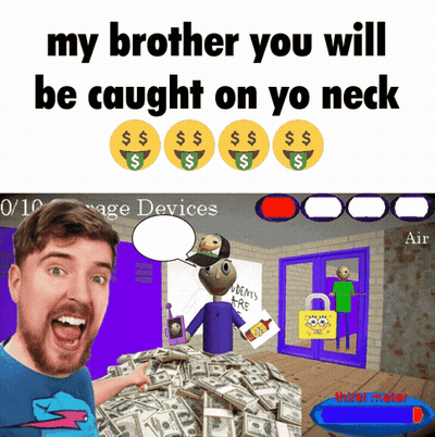 Man Pointing At Money Next To Video Game Character GIF