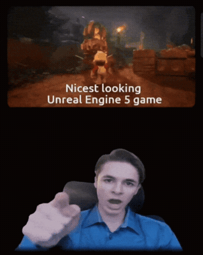 Man Pointing At Screen Saying Nicest Looking Unreal Engine 5 Game GIF
