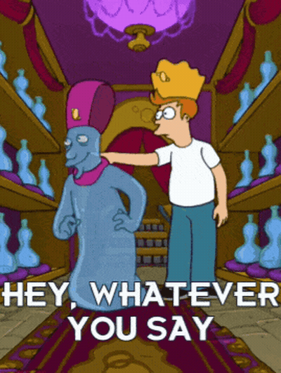 Man Pointing At Statue Saying Hey Whatever You Say GIF