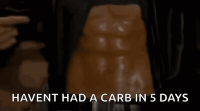 Man Pointing At Stomach Haven't Had A Carb In 5 Days GIF