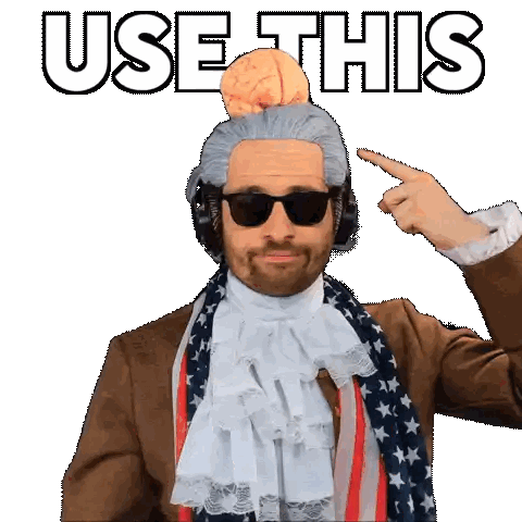 Man Pointing At Use Word With Brain On Head Sticker