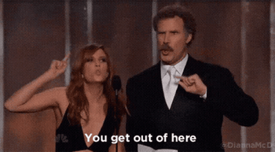 Man Pointing At Woman Saying You Get Out Of Here GIF