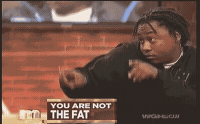 Man Pointing At You Are Not The Fat Sign GIF