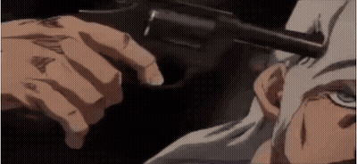 Man Pointing Gun At Another Man's Head GIF