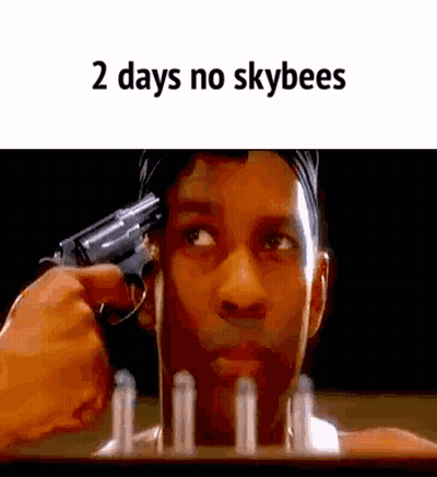 Man Pointing Gun At Head Saying 2 Days No Skybees GIF
