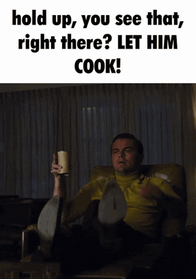 Man Pointing Saying Hold Up You See That Right There Let Him Cook GIF
