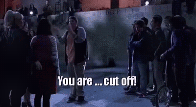 Man Pointing Says You Are Cut Off GIF