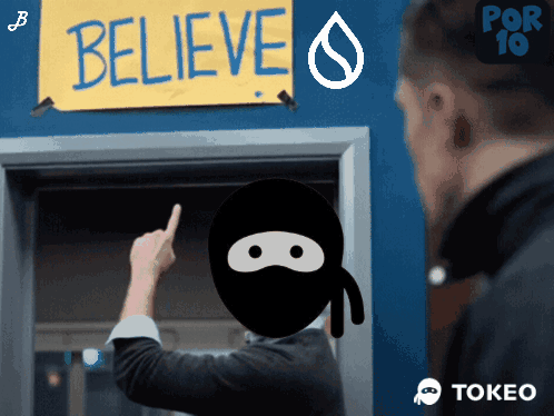 Man Points To Believe Sign GIF