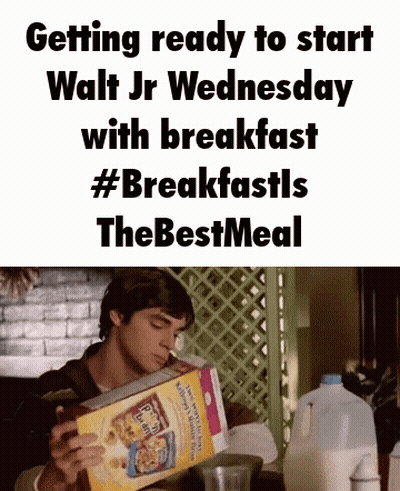 Man Pouring Cereal Getting Ready For Walt Jr Wednesday GIF