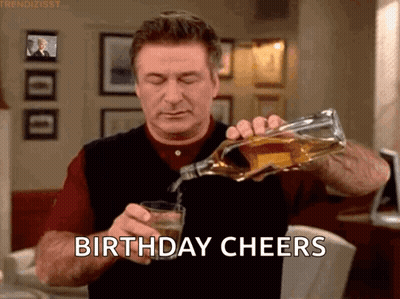 Man Pouring Whiskey Saying Birthday Cheers GIF
