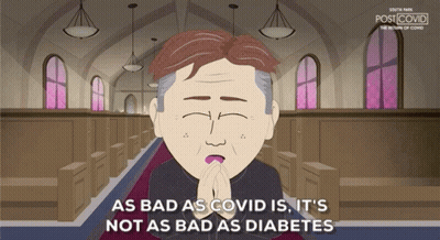 Man Praying In Church Saying Covid Not As Bad As Diabetes GIF