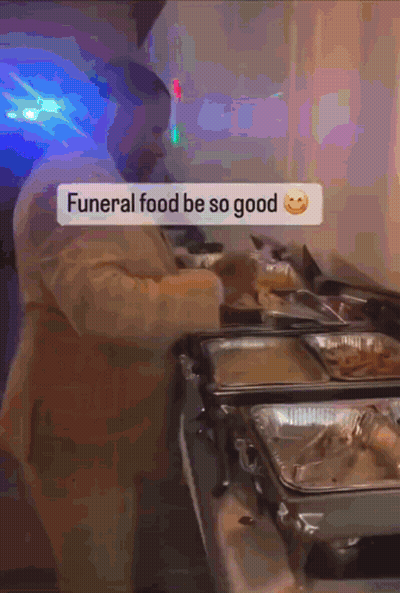 Man Preparing Funeral Food Saying Funeral Food Be So Good GIF