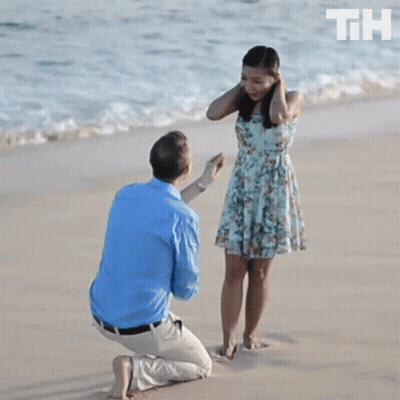 Man Proposing To Woman On Beach TH GIF