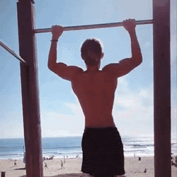 Man Pull Ups In Beach GIF