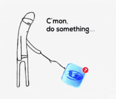Man Pulling Blue Box Saying C'mon Do Something GIF