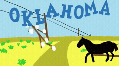 Man Pulling Horse Drawn Carriage With Oklahoma GIF