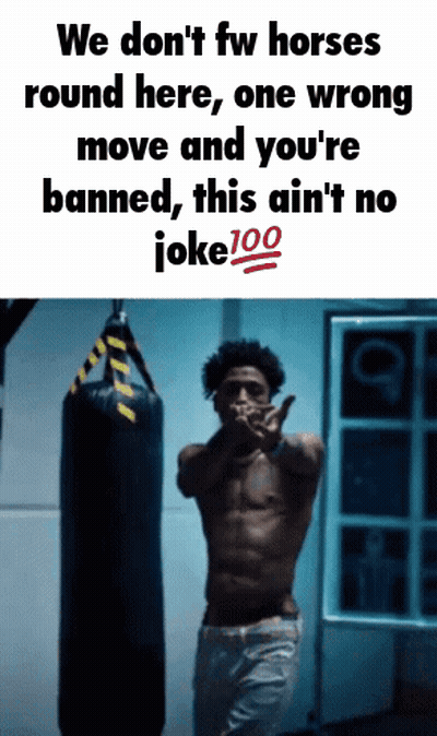 Man Punching Bag Saying We Don't Fw Horses Round Here GIF