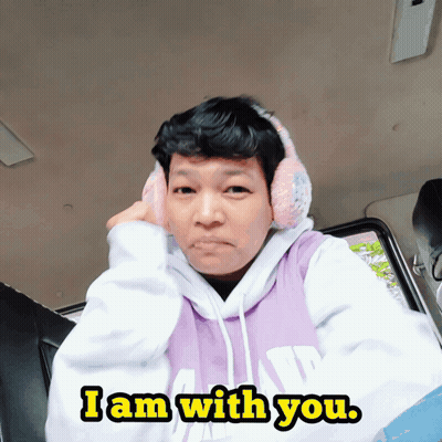 Man Purple Gap Sweatshirt Earmuffs I Am With You GIF