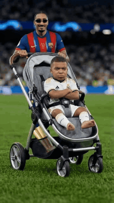 Man Pushing Baby Stroller GIF