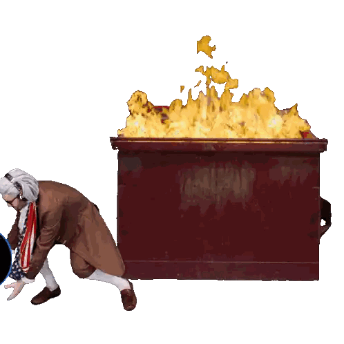 Man Pushing Dumpster With TikTok Logo Sticker