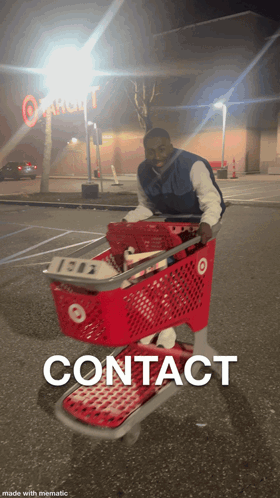 Man Pushing Shopping Cart With Contact GIF